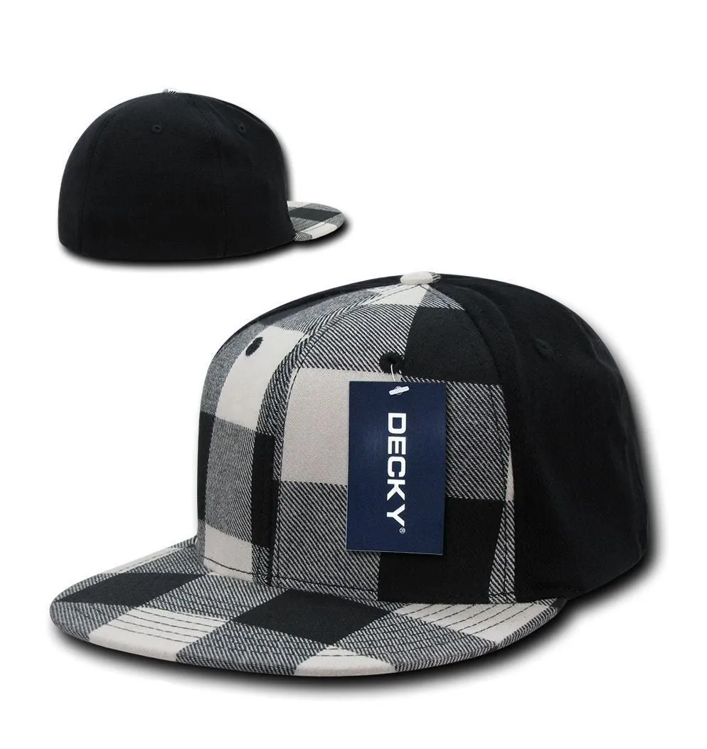 1 Dozen Decky Plaid Flex 6 Panel Fitted Two Tone Baseball Caps Hats Wholesale