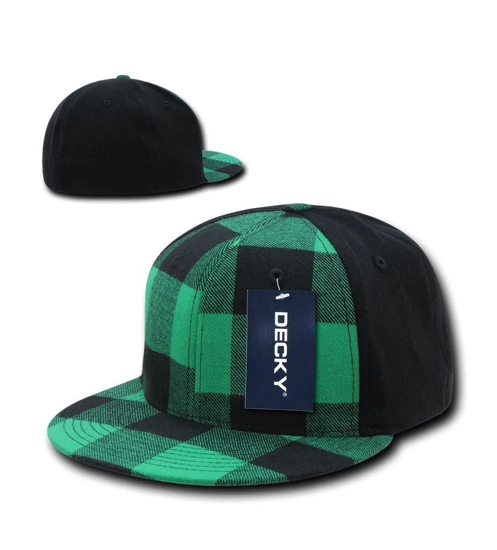 1 Dozen Decky Plaid Flex 6 Panel Fitted Two Tone Baseball Caps Hats Wholesale