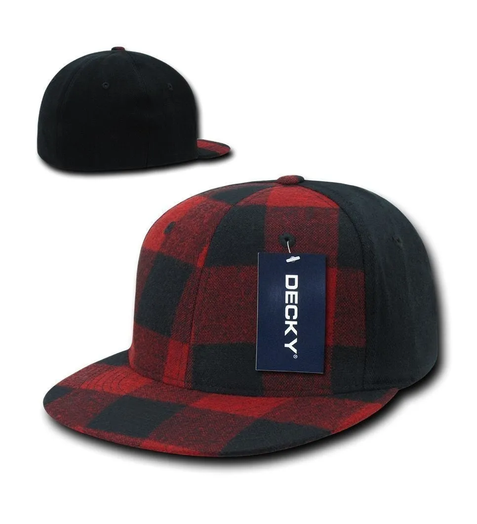 1 Dozen Decky Plaid Flex 6 Panel Fitted Two Tone Baseball Caps Hats Wholesale