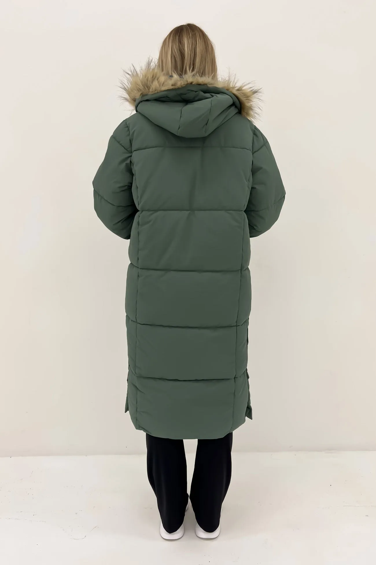 Active Fur Longline Puffer Green