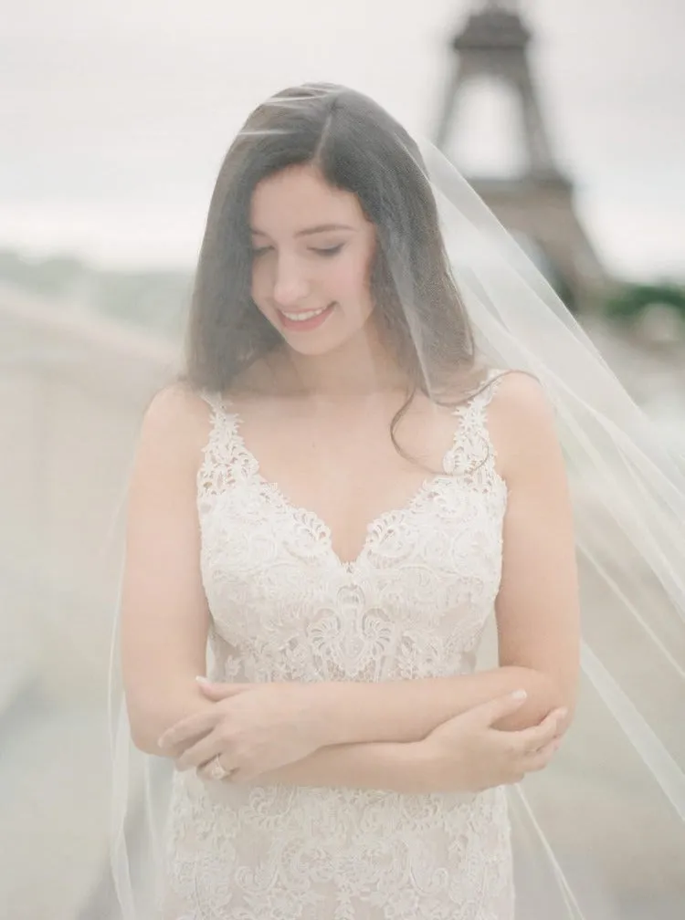 ADDISON | Sheer Wedding Veil with Long Blusher