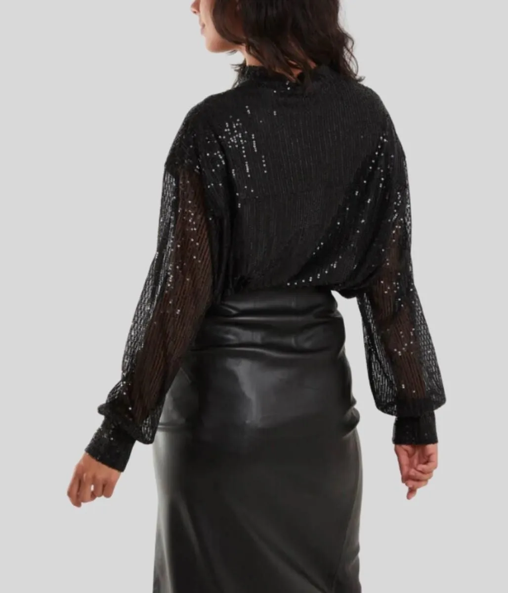 Black Sequined Sparkle Shirt