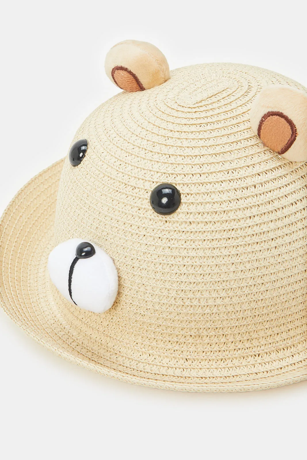 Boys Beige Character Embellished Fedora Hats