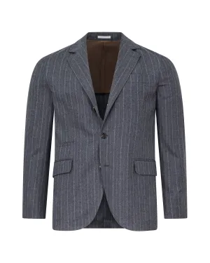 Brunello Cucinelli New Charcoal Grey Pin Stripe Wool Sport Coat Blazer