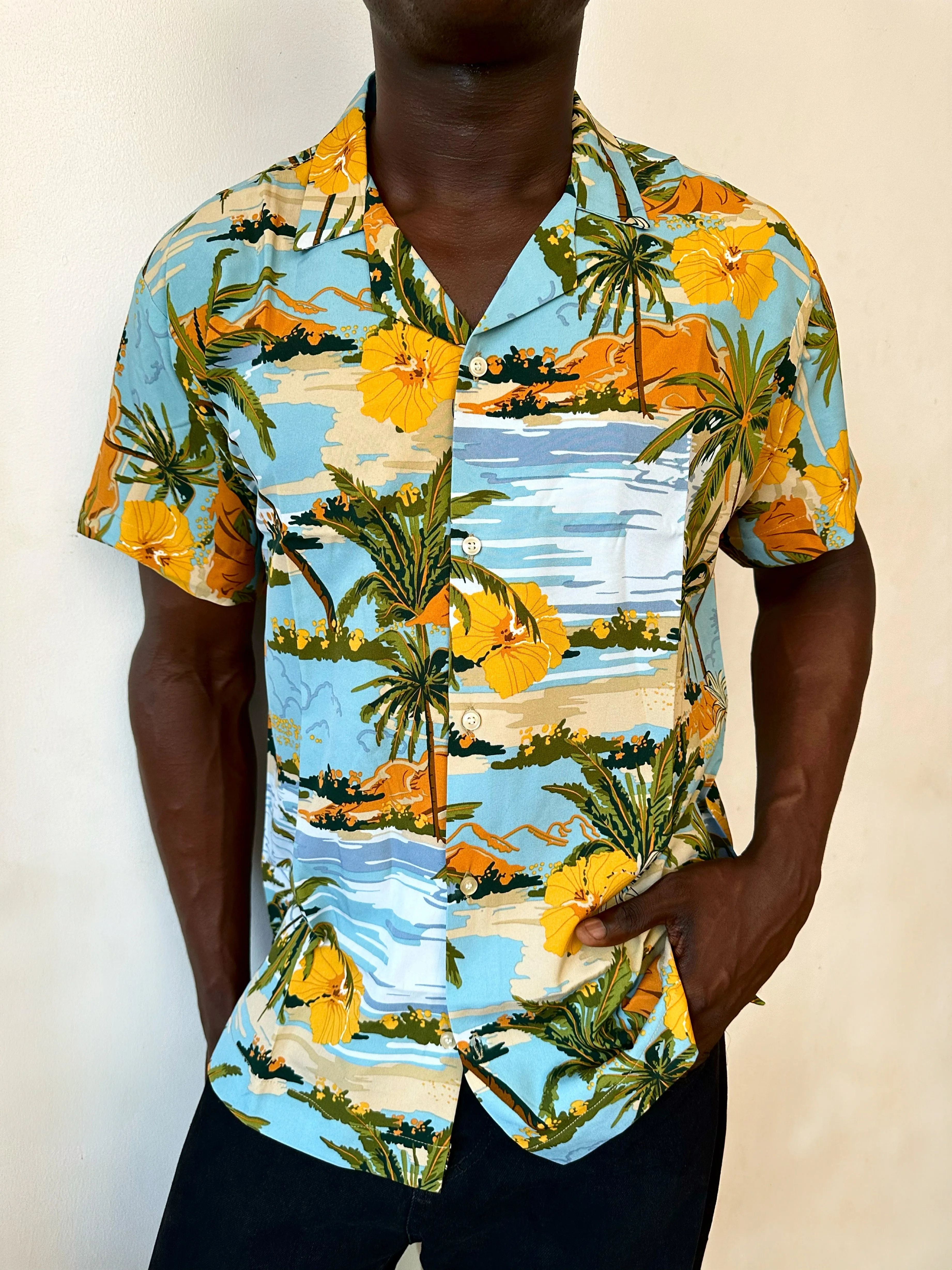 Carys Relaxed Beach Print Cuban Shirt