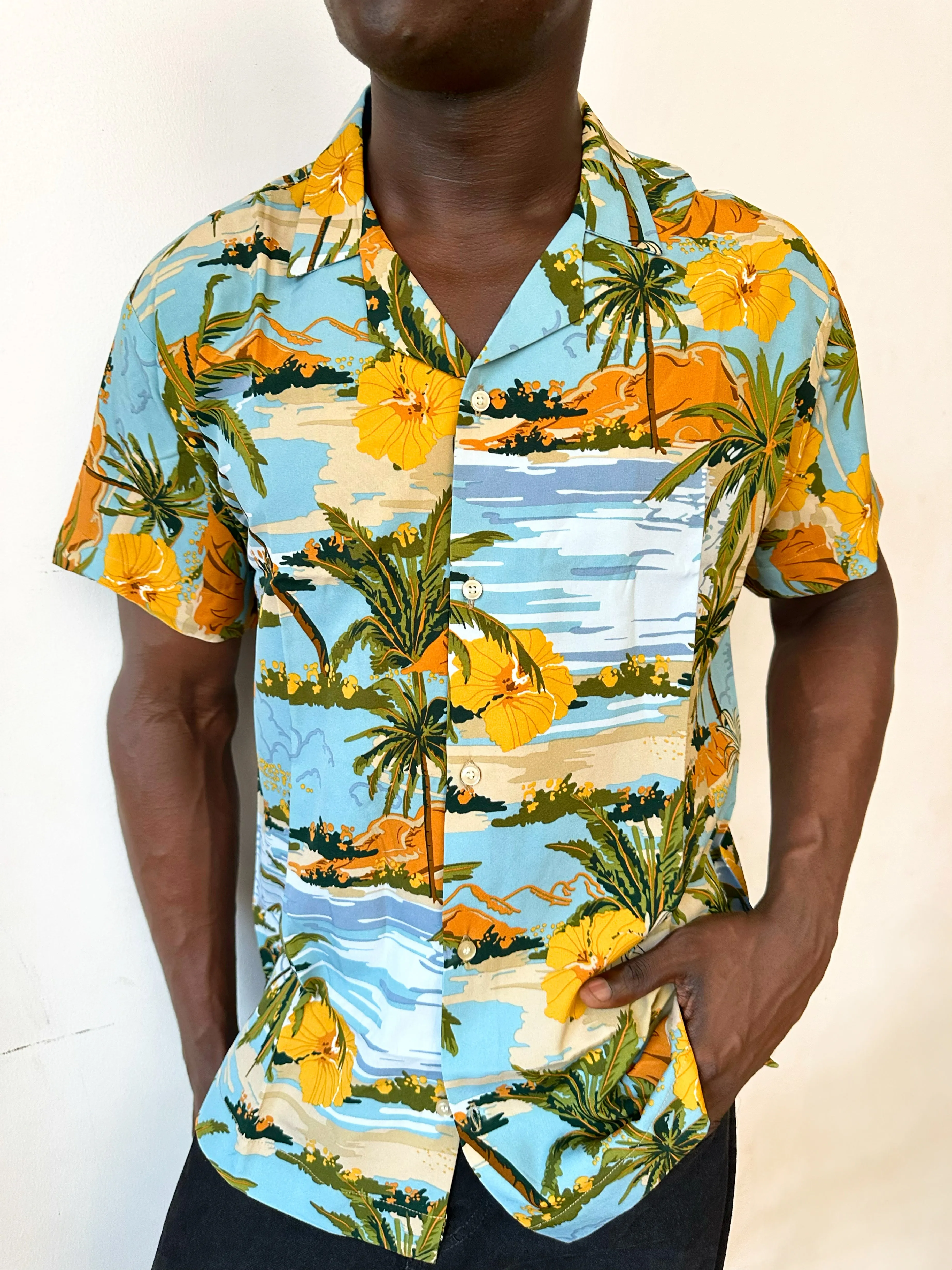 Carys Relaxed Beach Print Cuban Shirt