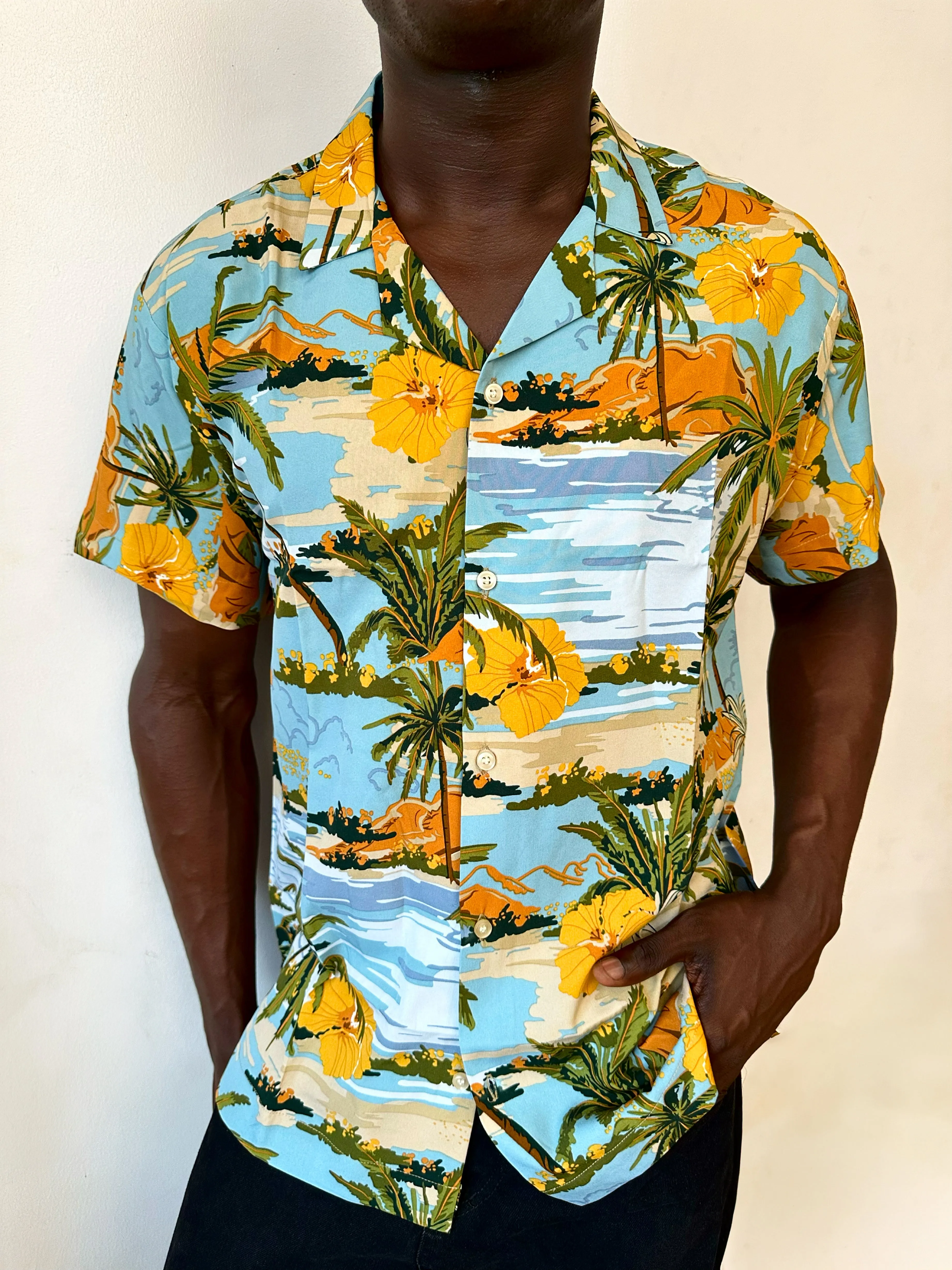 Carys Relaxed Beach Print Cuban Shirt