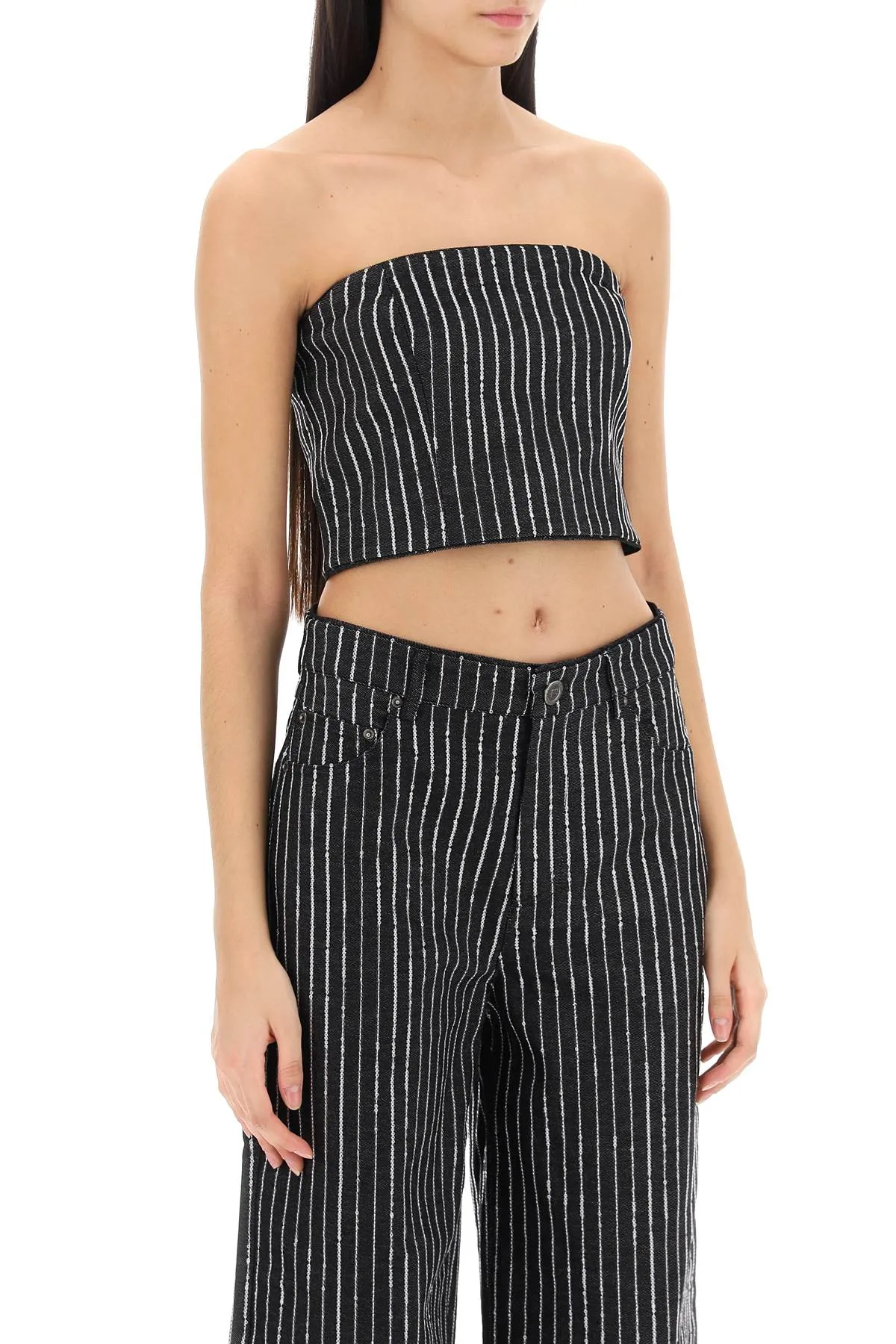 cropped top with sequined stripes