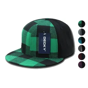 Decky Plaid Flex 6 Panel Fitted Two Tone Baseball Caps Hats