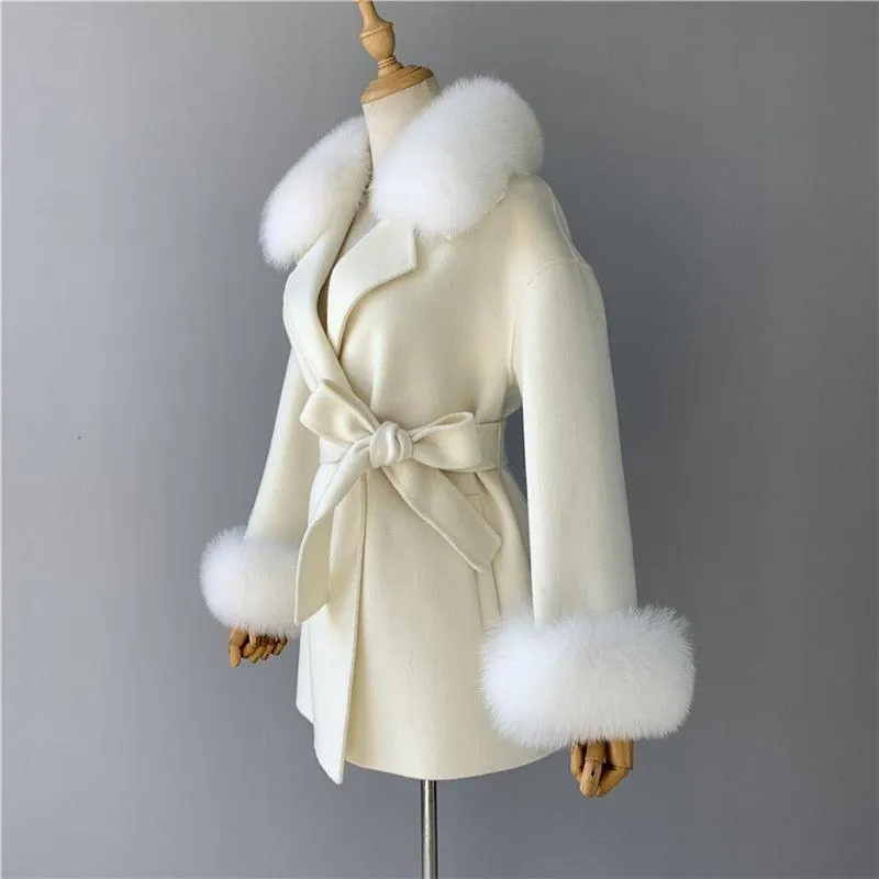 Double Face High End Real Fur Cashmere Wool Coat