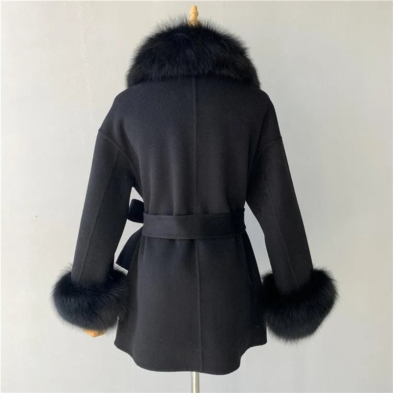 Double Face High End Real Fur Cashmere Wool Coat