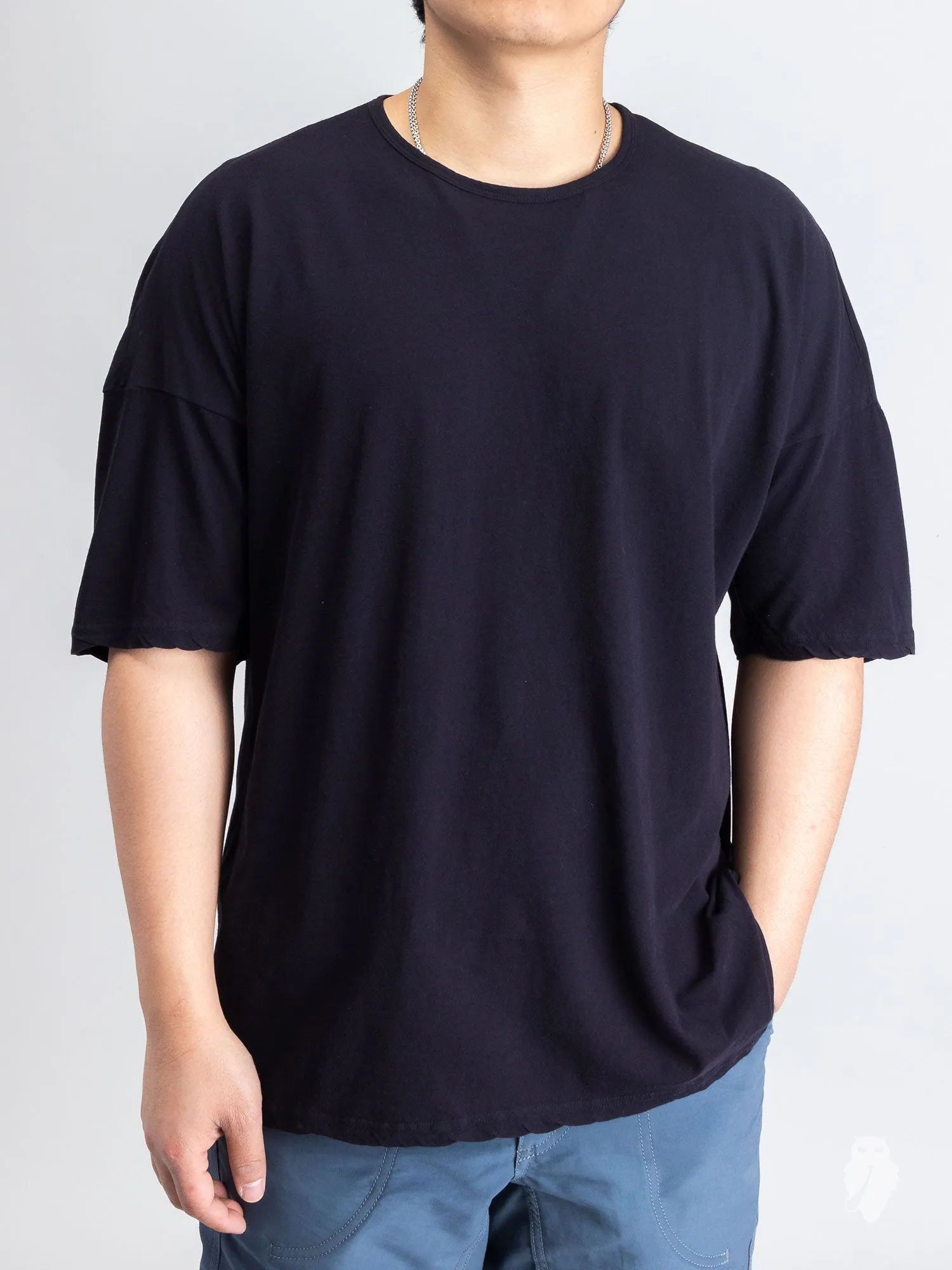 Drop Shoulder Relaxed T-Shirt in Dark Navy