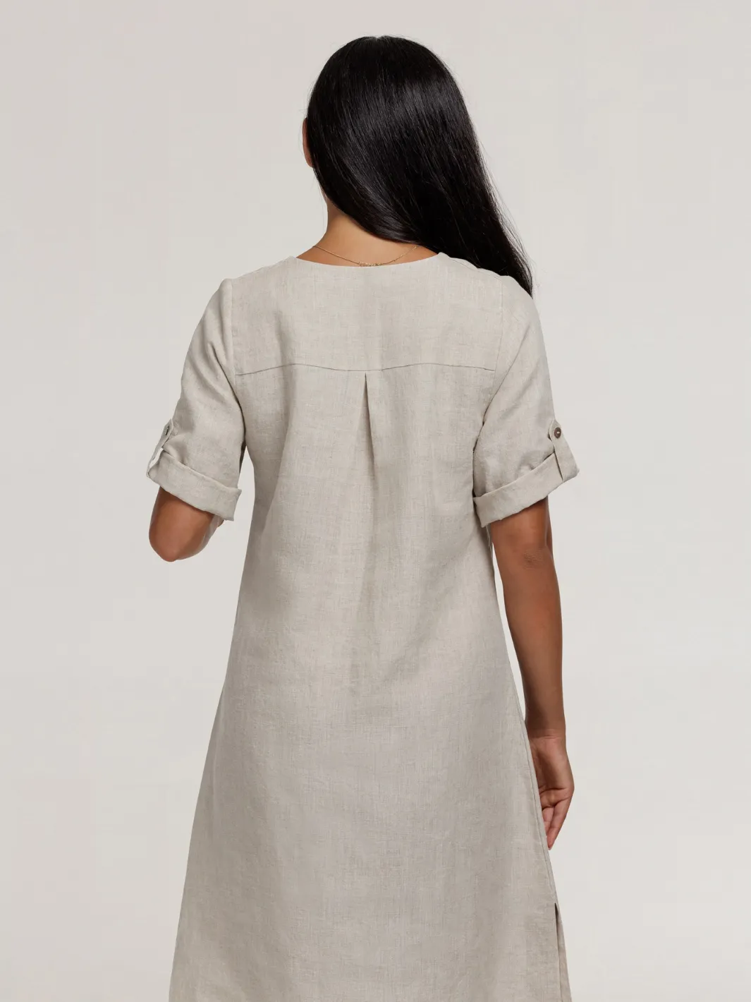 Elyse French Linen Midi Dress Flax