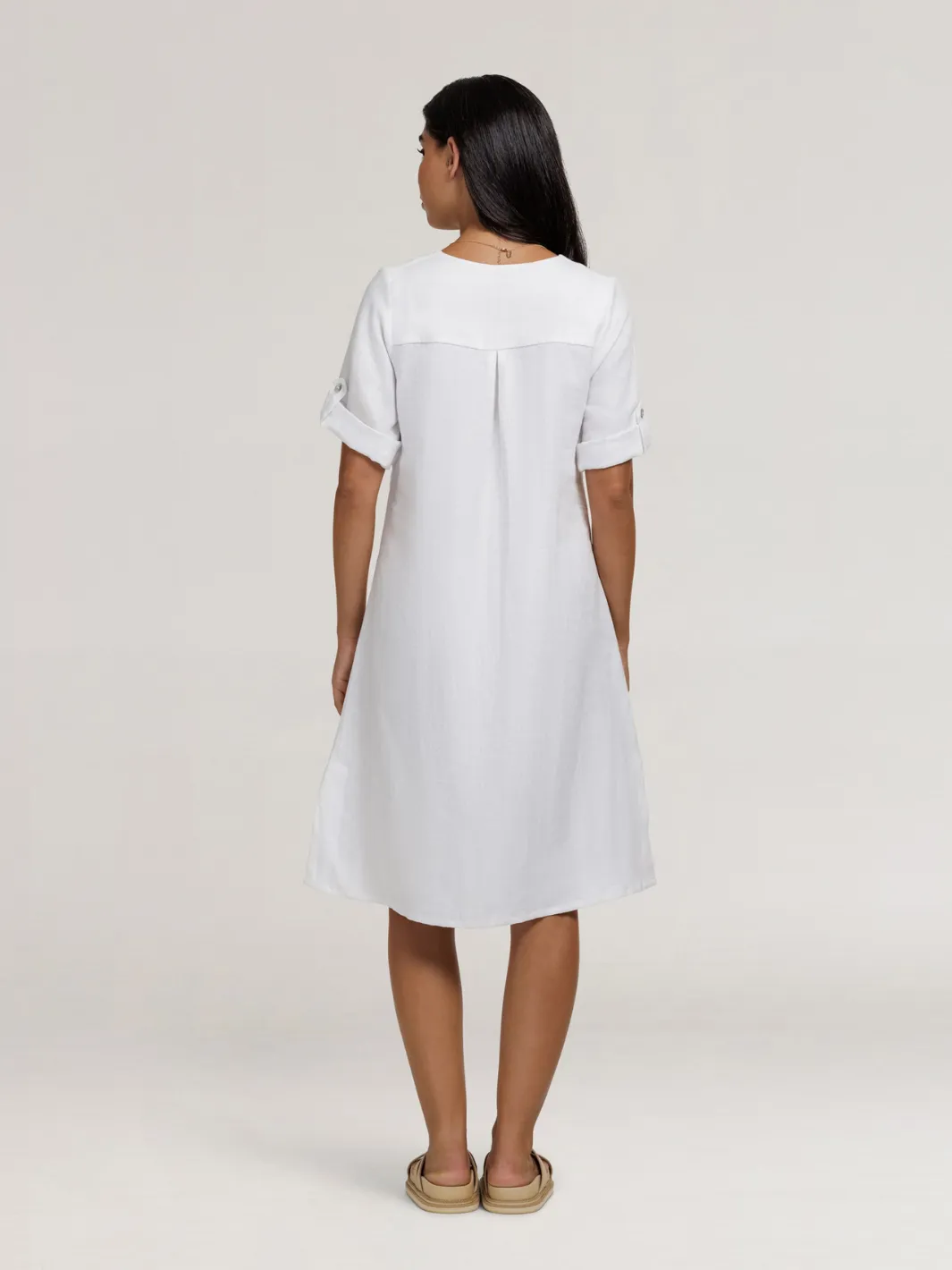 Elyse French Linen Midi Dress White