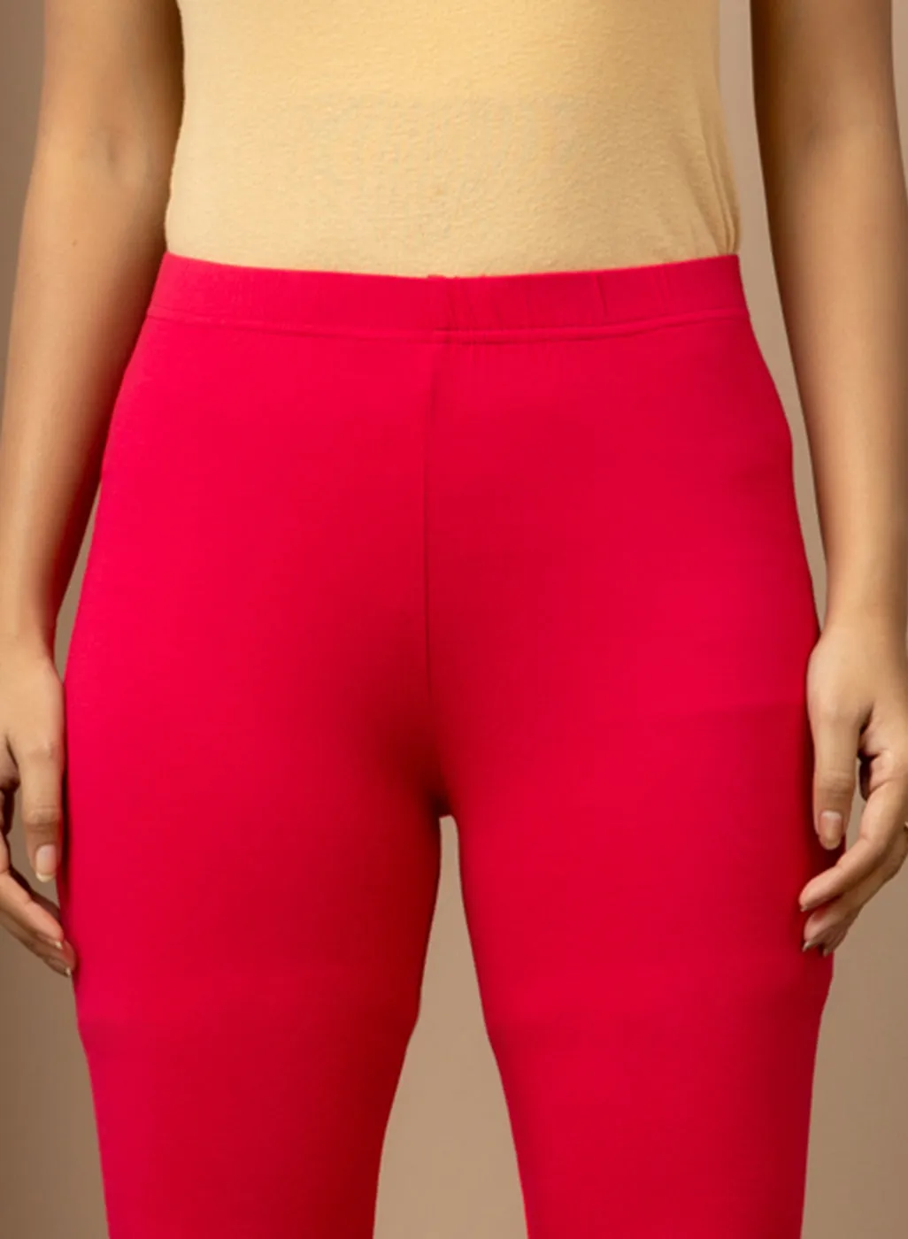 Farah Carrot Red Viscose Lycra Leggings for Women