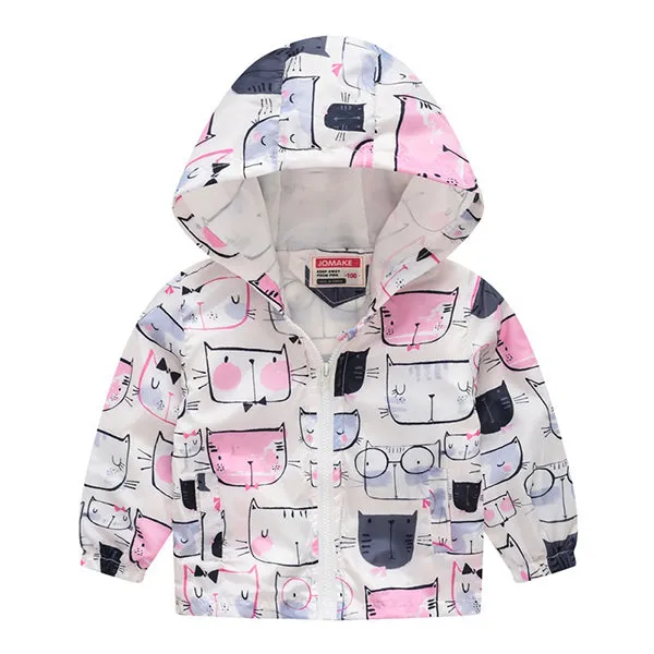 Flower Embroidery Hooded Outwear Kids Girls