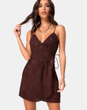 Furiosa Wrap Dress in Satin Rose Cocoa