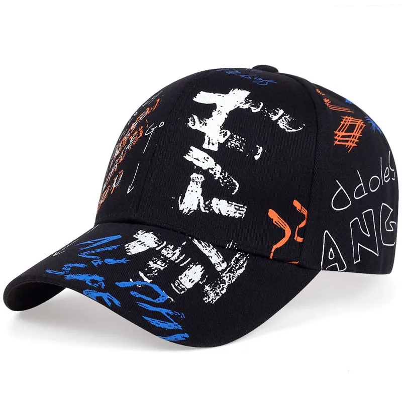 Graffiti print Baseball Cap Men Women Hip Hop Hat summer sun Hats cotton snapback Hats sports Leisure Caps golf caps gorras