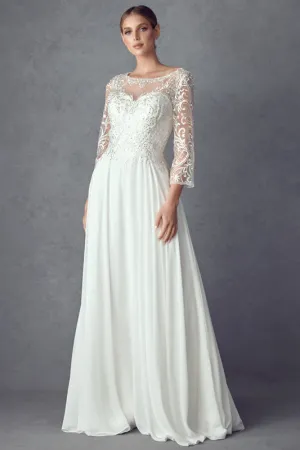 Illusion Sweetheart Embroidered Lace Beaded Bodice Long Sleeve Elegant Wedding Dress