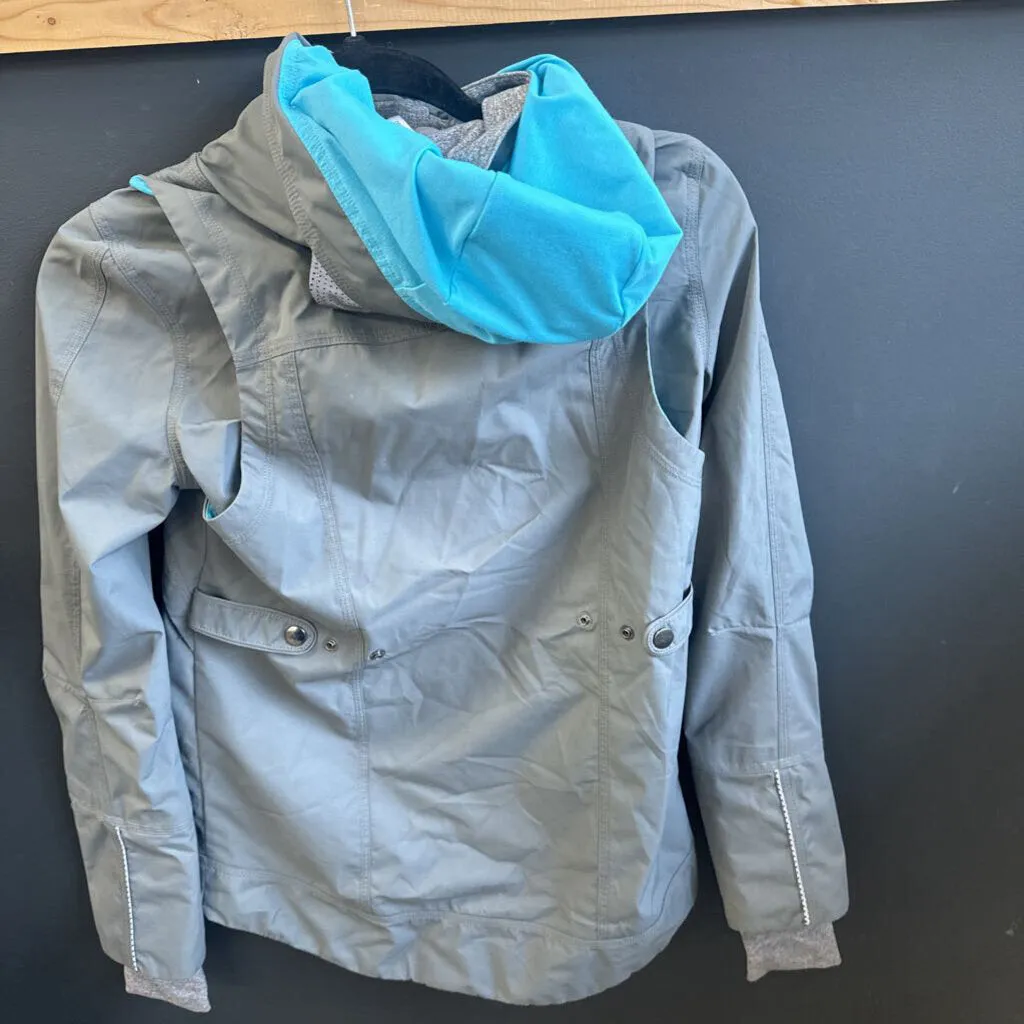 IVIVVA - Kid's Hooded Lined Shell Jacket : Grey/Teal-children-10Y