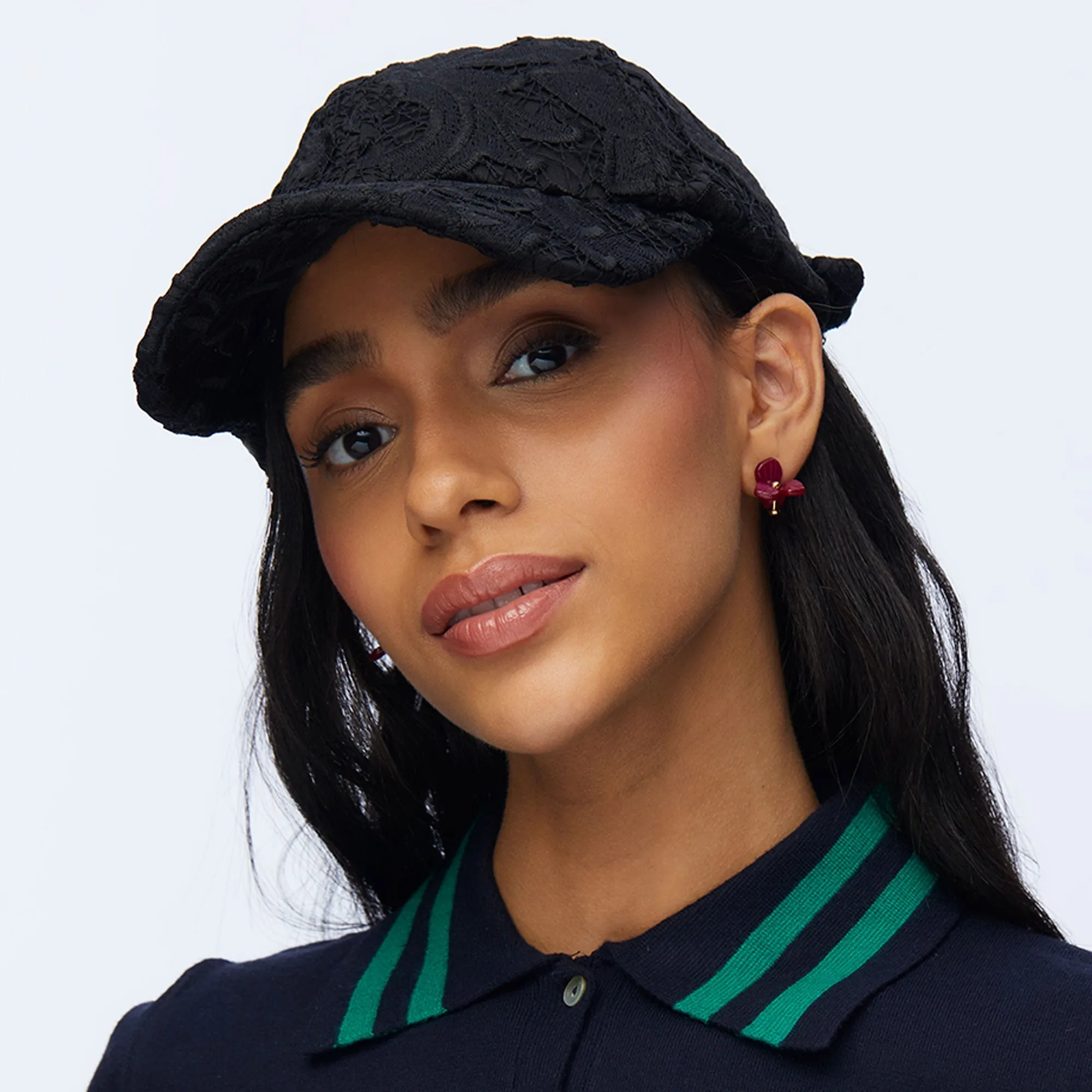 JET LACE BOW EMBELLISHED BASEBALL CAP