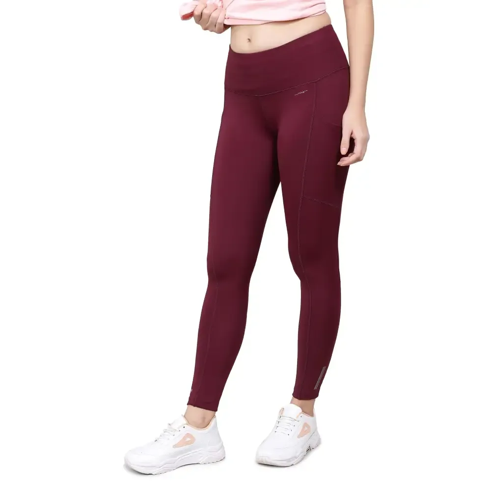 Jockey MW38 Women's Microfiber Elastane Stretch Performance Leggings with Breathable Mesh and Stay Dry Technology_Grape Wine_M