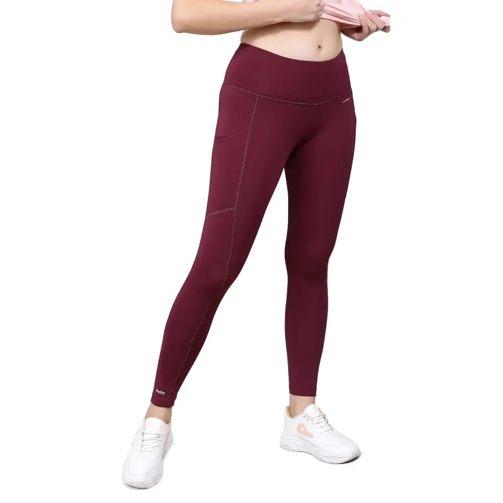 Jockey MW38 Women's Microfiber Elastane Stretch Performance Leggings with Breathable Mesh and Stay Dry Technology_Grape Wine_M