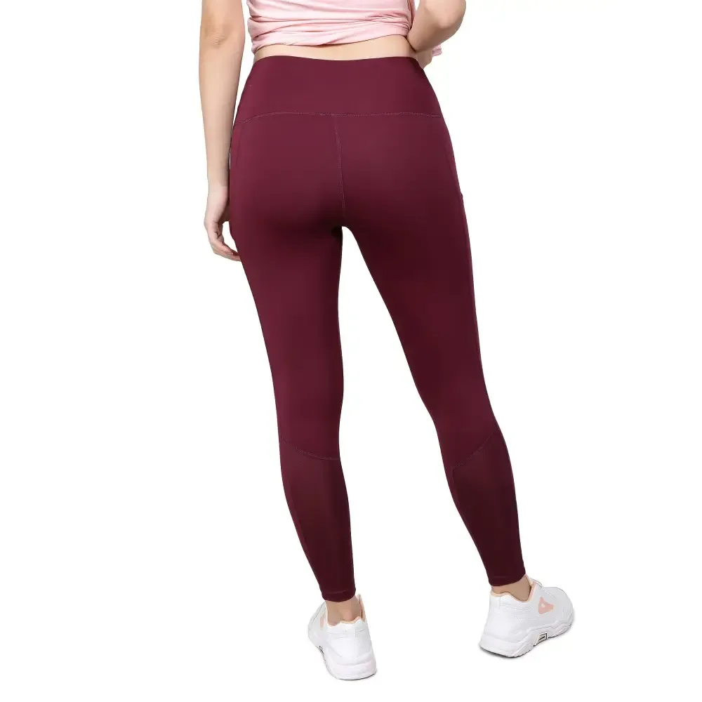 Jockey MW38 Women's Microfiber Elastane Stretch Performance Leggings with Breathable Mesh and Stay Dry Technology_Grape Wine_M