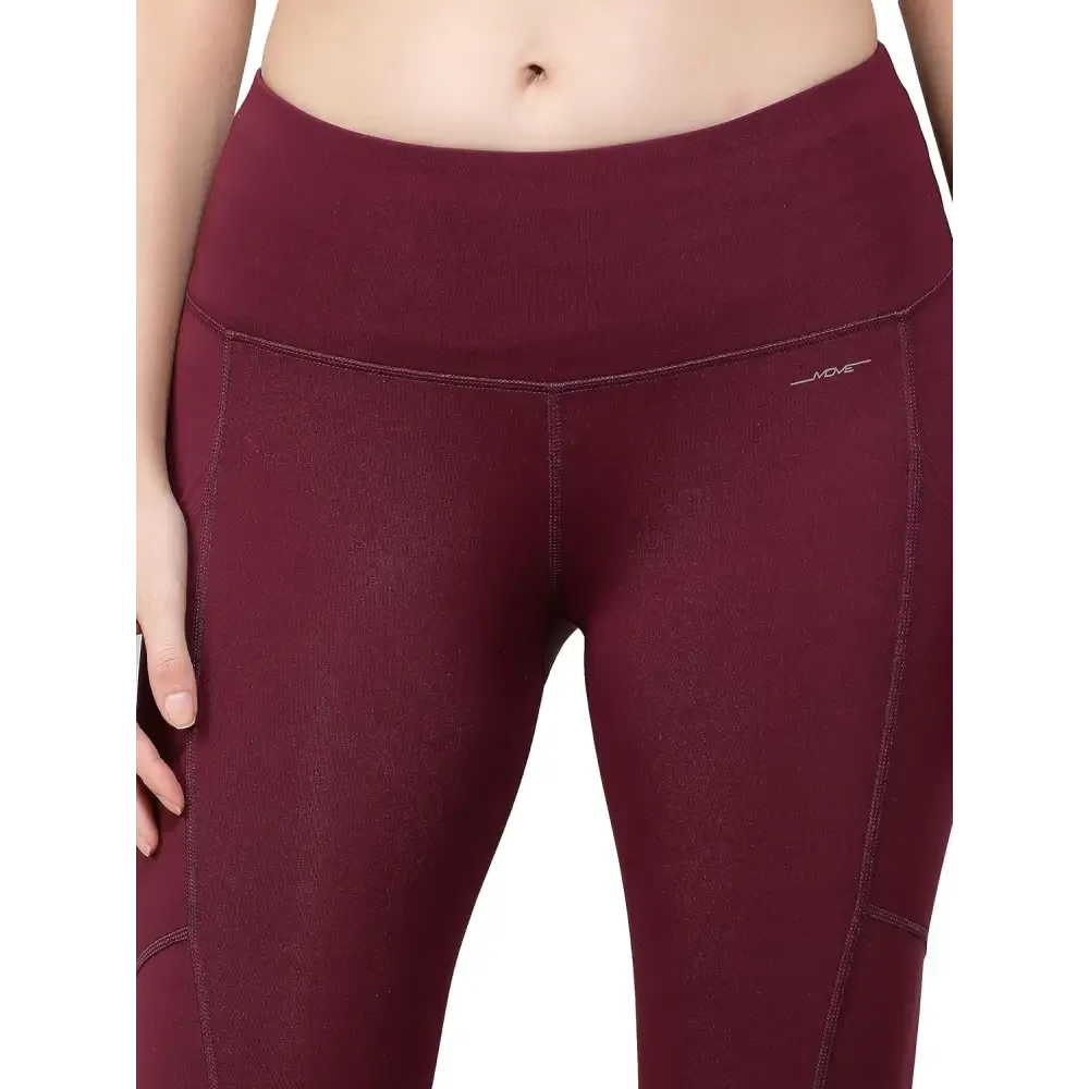 Jockey MW38 Women's Microfiber Elastane Stretch Performance Leggings with Breathable Mesh and Stay Dry Technology_Grape Wine_M