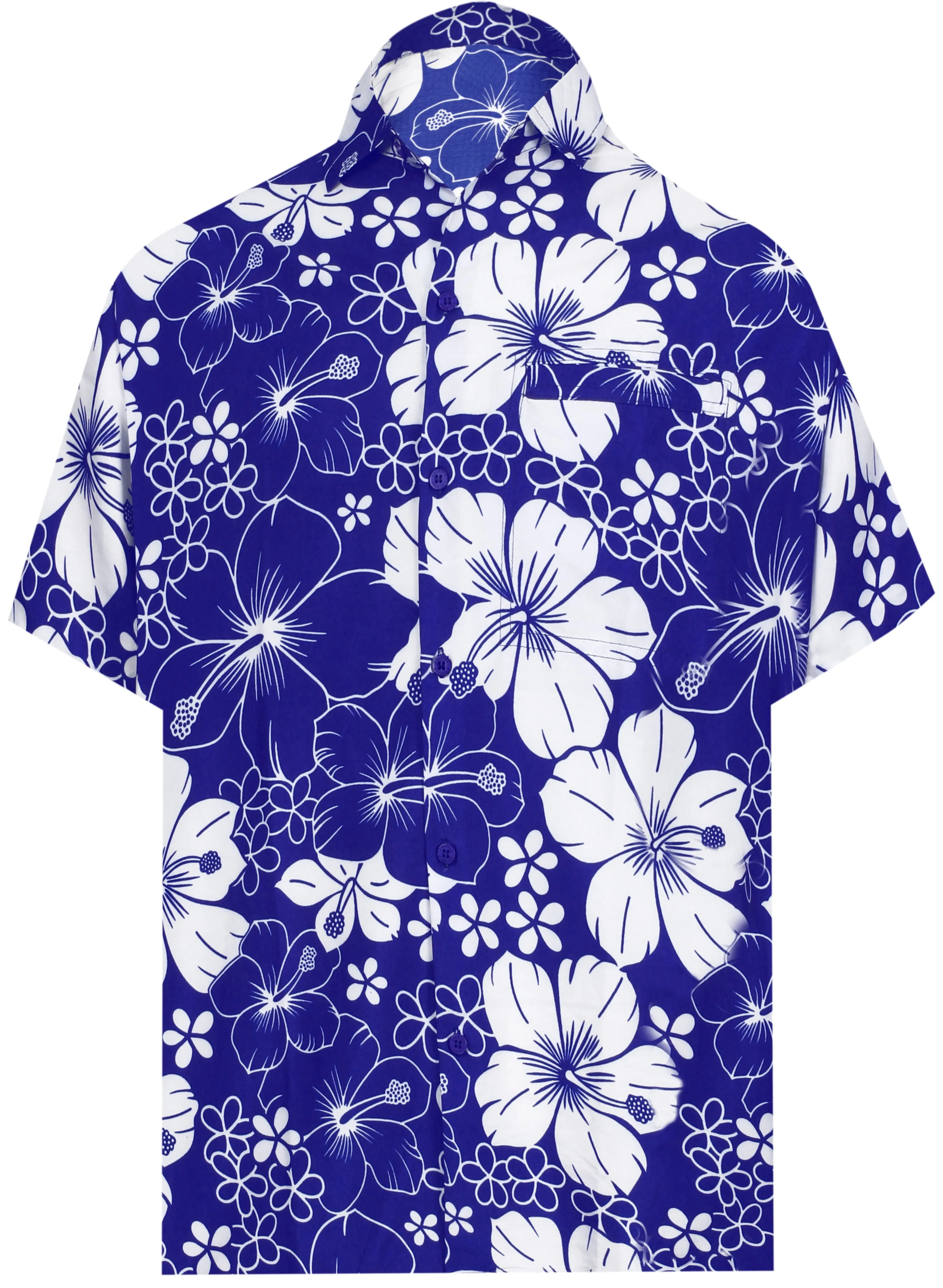 LA LEELA Shirt Casual Button Down Short Sleeve Beach Shirt Men Aloha Pocket Blue_AA225