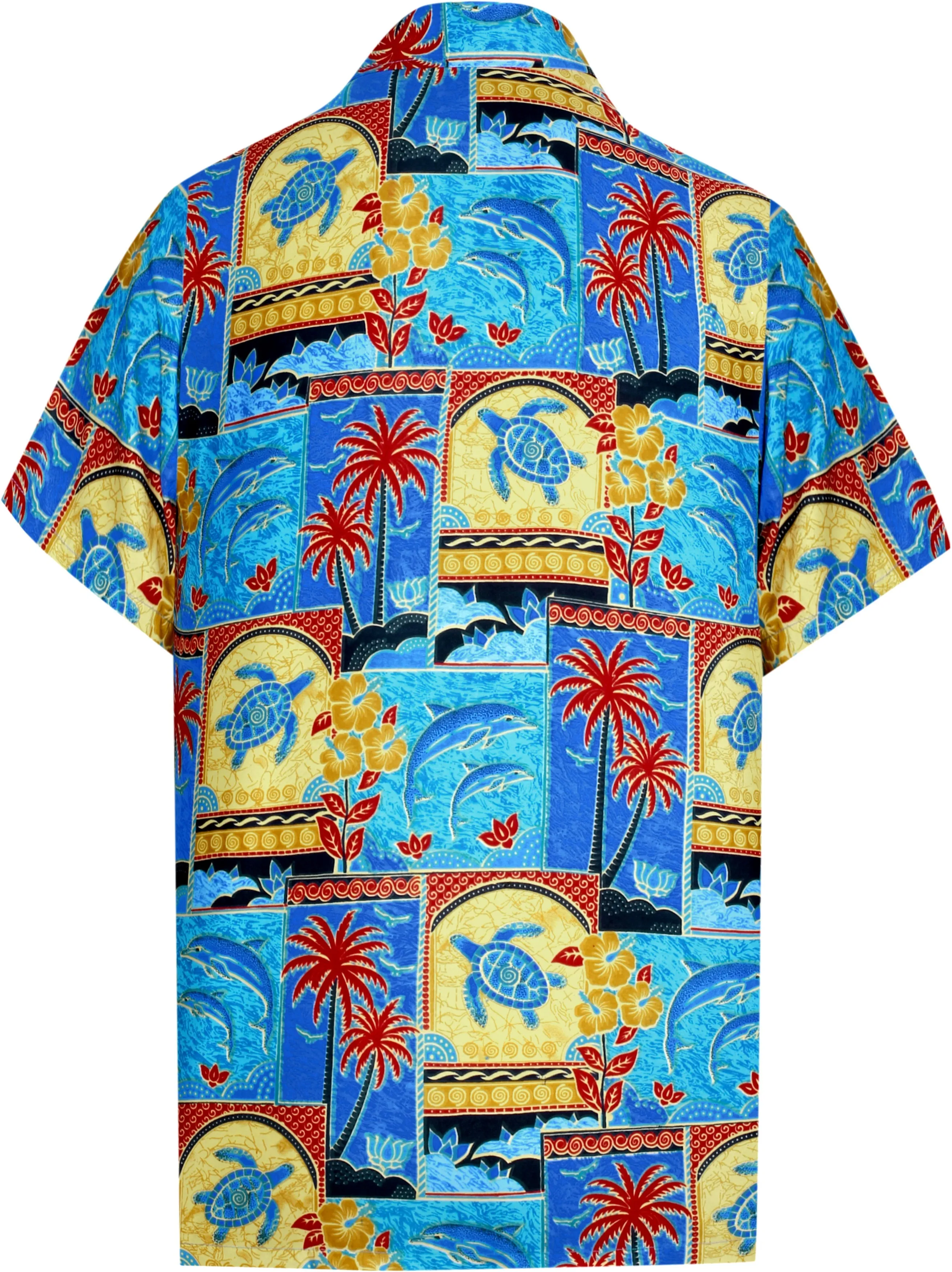 LA LEELA Shirt Casual Button Down Short Sleeve Beach Shirt Men Aloha Pocket Blue_W273