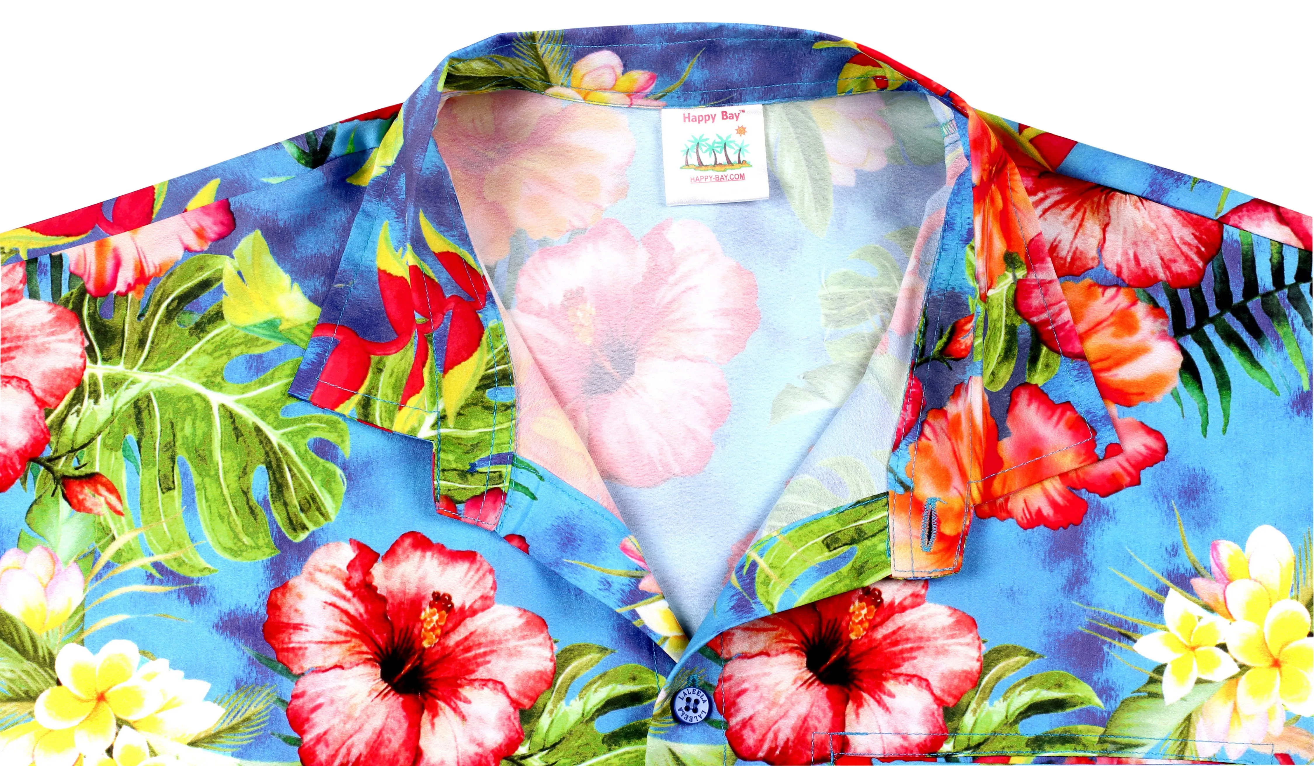 LA LEELA Shirt Casual Button Down Short Sleeve Beach Shirt Men Aloha Pocket shirt Blue_6032