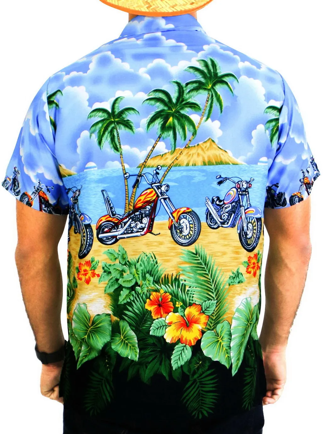 LA LEELA Shirt Casual Button Down Short Sleeve Beach Shirt Men Aloha Pocket Shirt Blue_W164