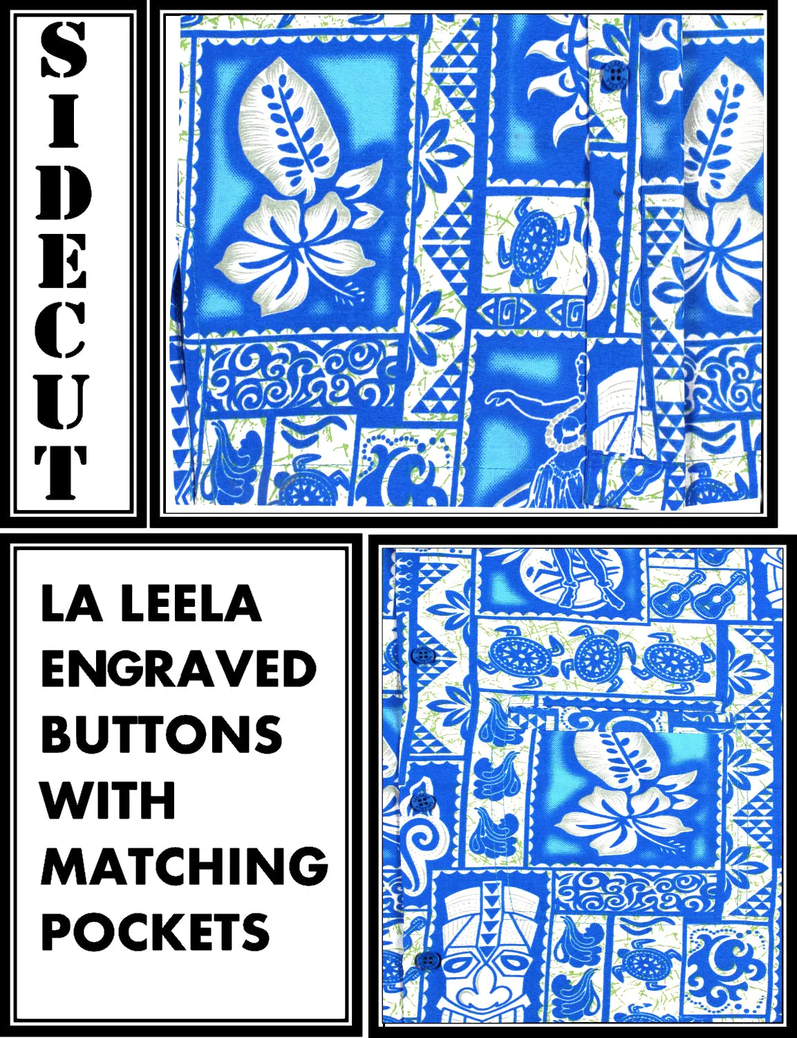 LA LEELA Shirt Casual Button Down Short Sleeve Beach Shirt Men Aloha Pocket shirt Blue_W323