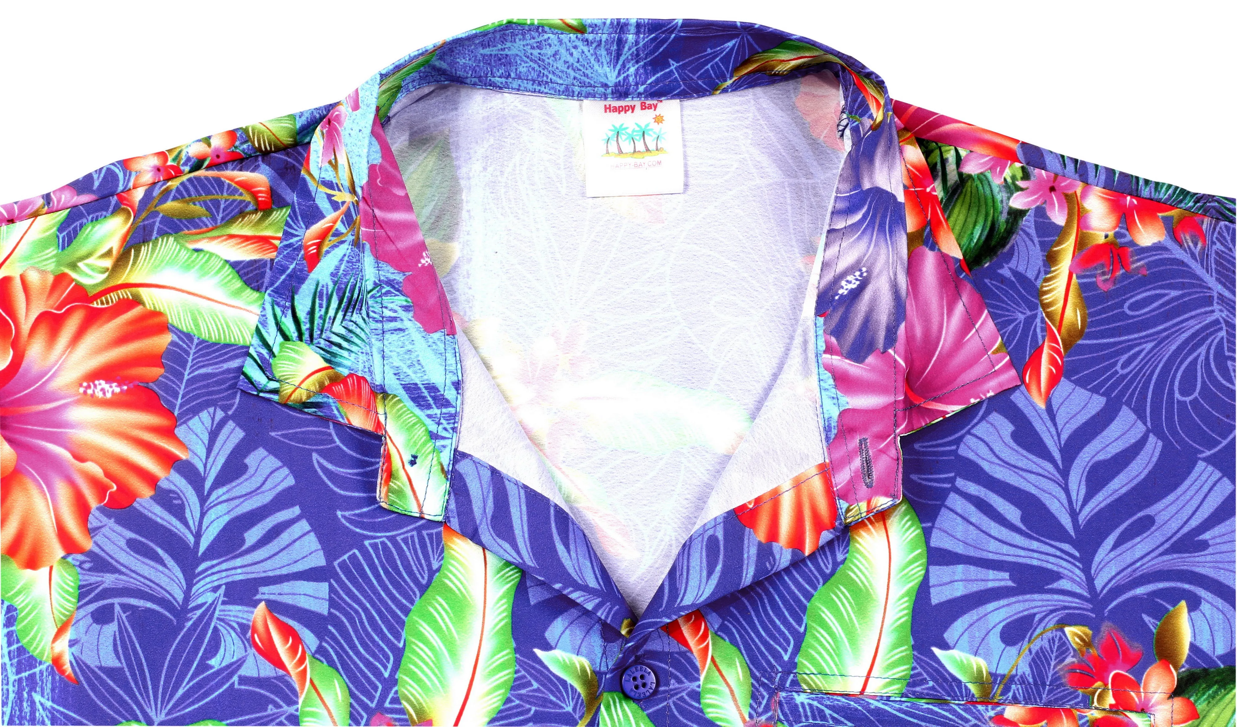 LA LEELA Shirt Casual Button Down Short Sleeve Beach Shirt Men Aloha Pocket shirt Blue_W613