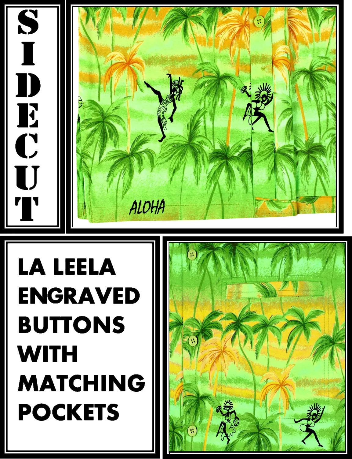 LA LEELA Shirt Casual Button Down Short Sleeve Beach Shirt Men Aloha Pocket shirt Green_W48