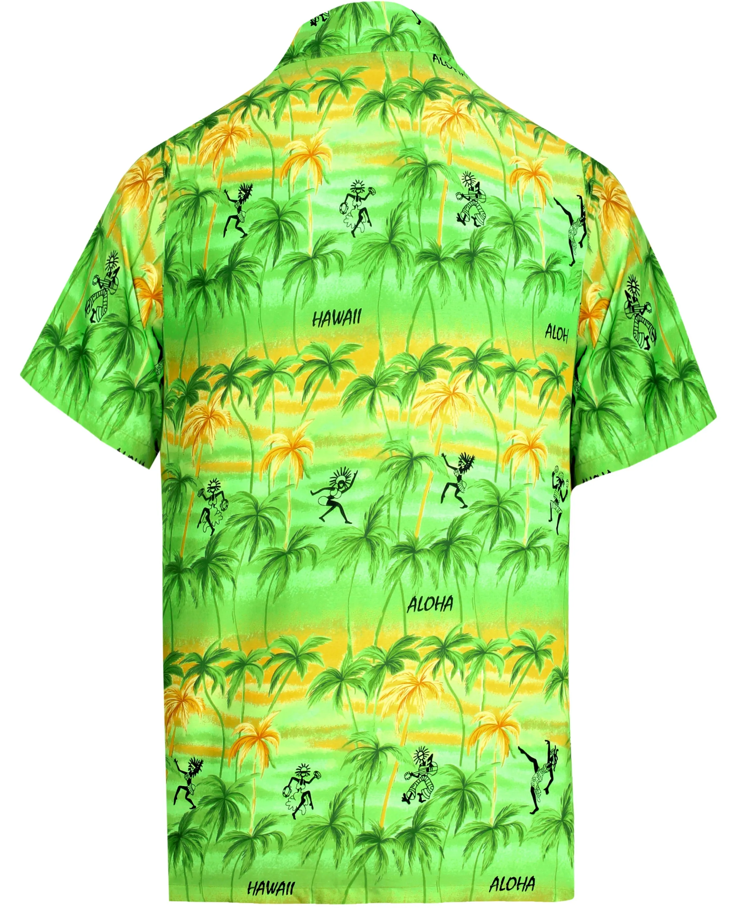 LA LEELA Shirt Casual Button Down Short Sleeve Beach Shirt Men Aloha Pocket shirt Green_W48