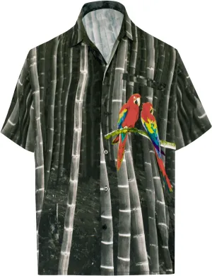 LA LEELA Shirt Casual Button Down Short Sleeve Beach Shirt Men Aloha Pocket shirt Halloween Halloween Black_W595