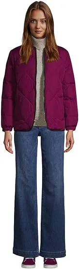 Lands' End Women's Quilted Thermo Plume Bomber Insulated Jacket Rubellite