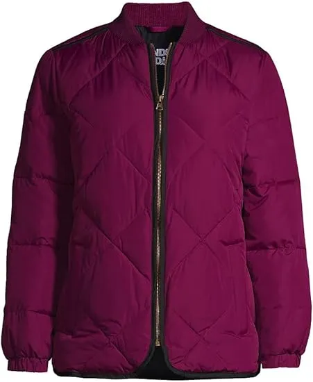 Lands' End Women's Quilted Thermo Plume Bomber Insulated Jacket Rubellite