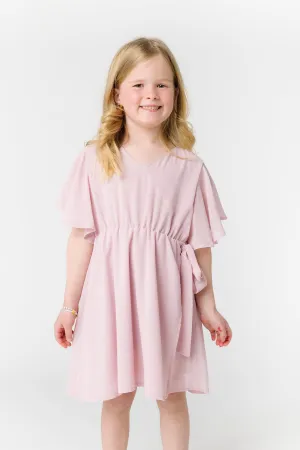 Little Naples Flutter Sleeve Girl's Dress - Lt Pink