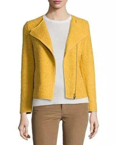 Loro Piana Liam Zip-Front Bouclé Jacket in Lemon Cream Yellow