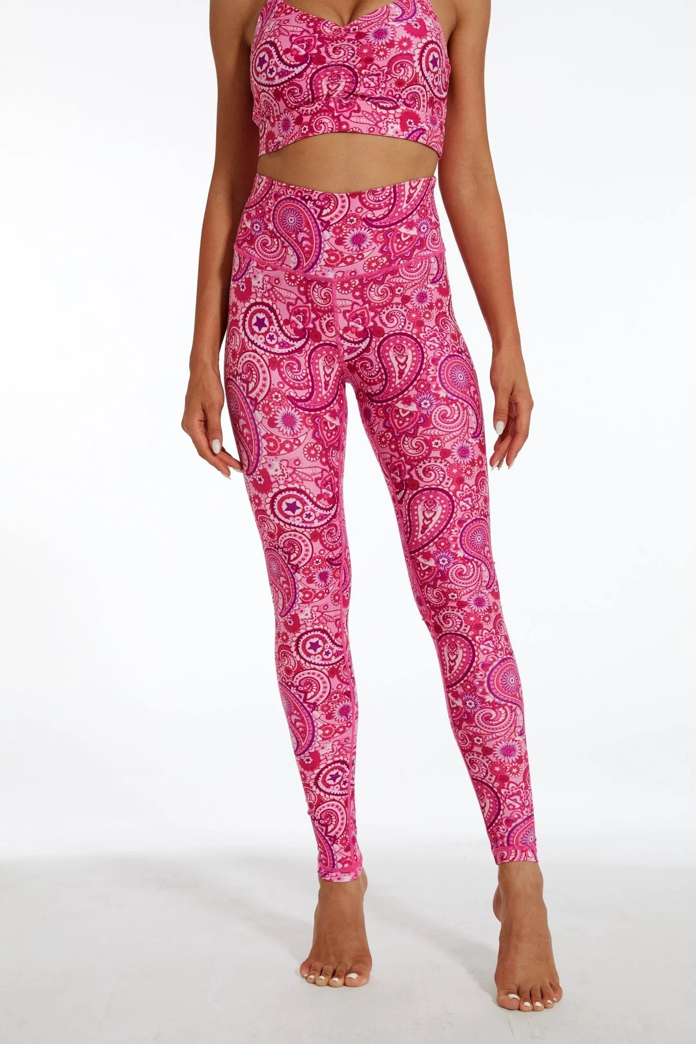 Magenta Paisleys High-waisted Leggings