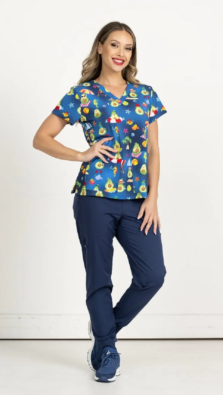 Meraki Sport Women's Print Scrub Top | Avocado Paradise