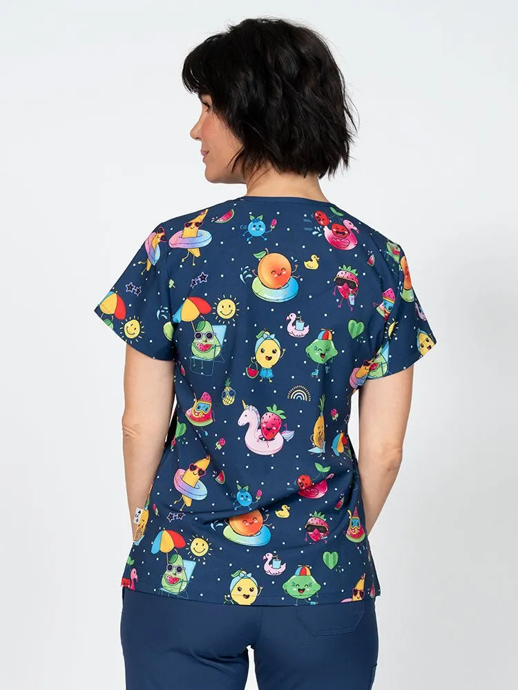 Meraki Sport Women's Print Scrub Top | Fruite-tastic