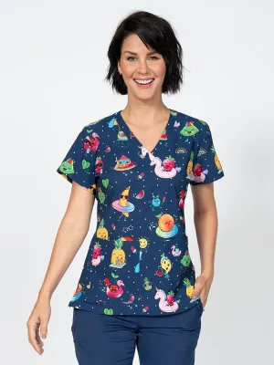 Meraki Sport Women's Print Scrub Top | Fruite-tastic