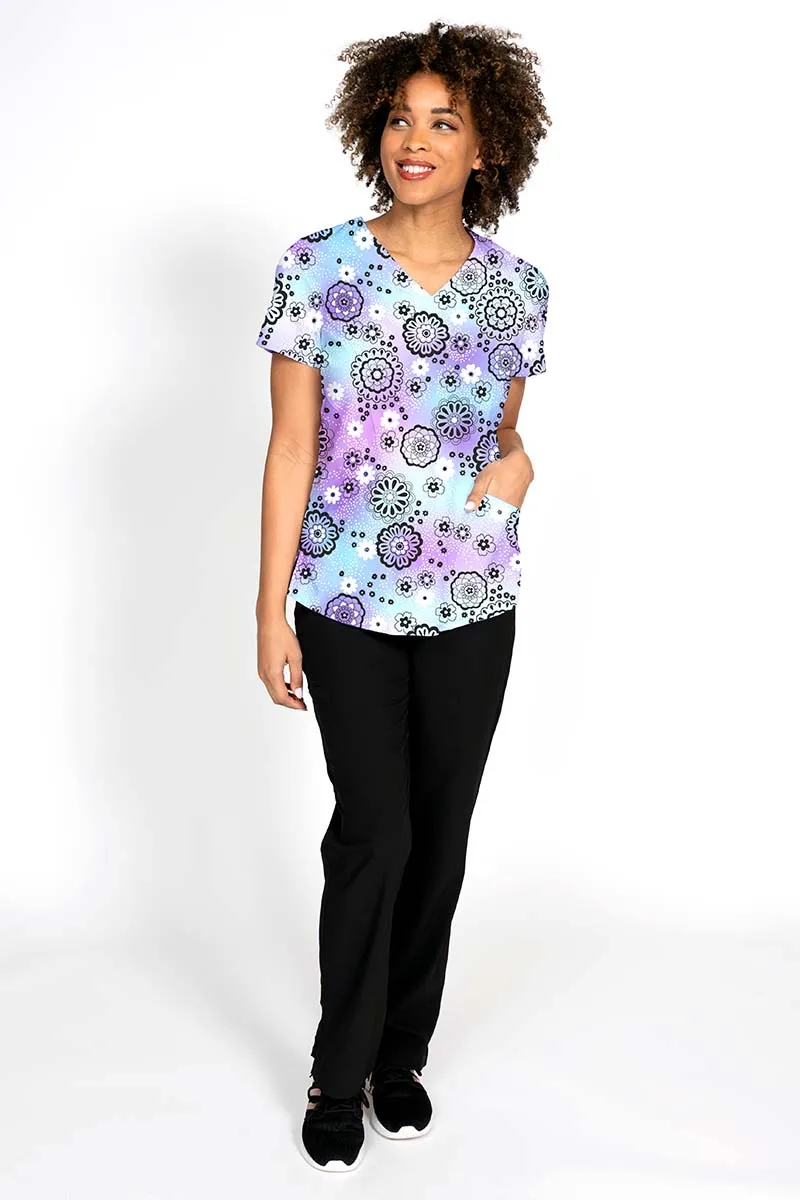 Meraki Sport Women's Print Scrub Top | Lovely Lavender