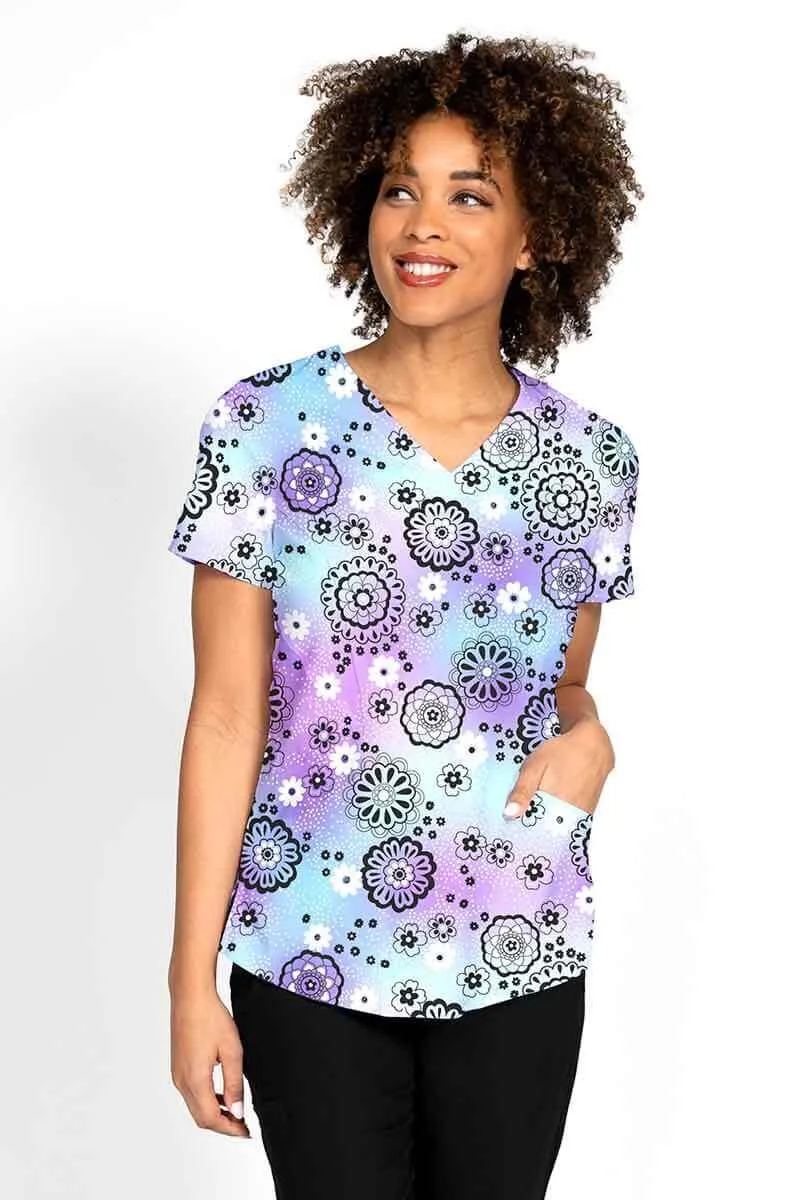 Meraki Sport Women's Print Scrub Top | Lovely Lavender