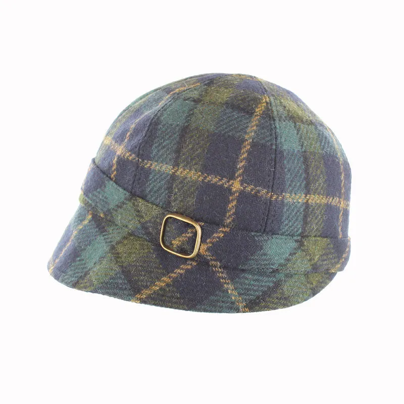 Murcos Flapper Hat | Navy Green Check