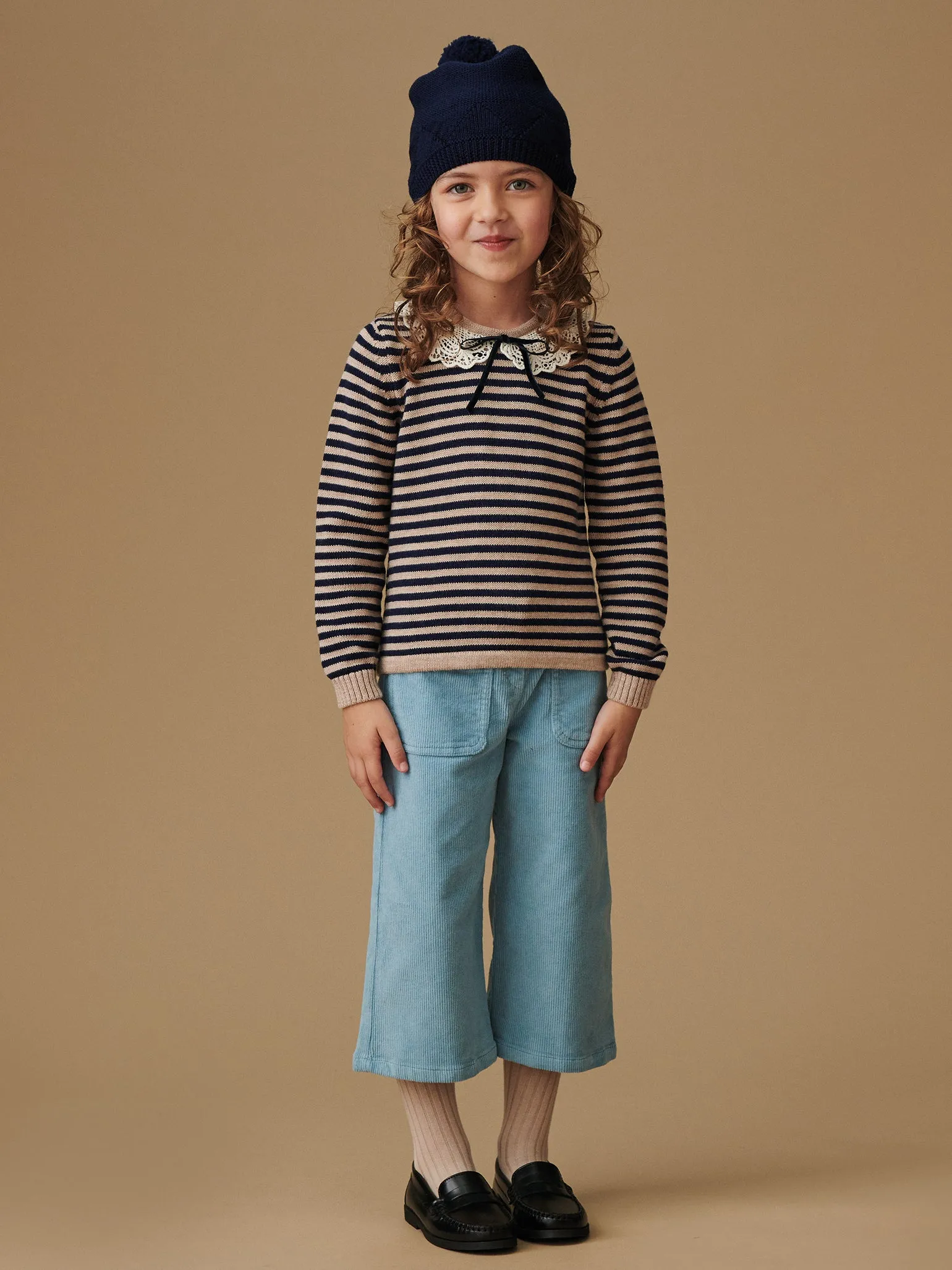 Navy Stripe Blanca Merino Girl Jumper